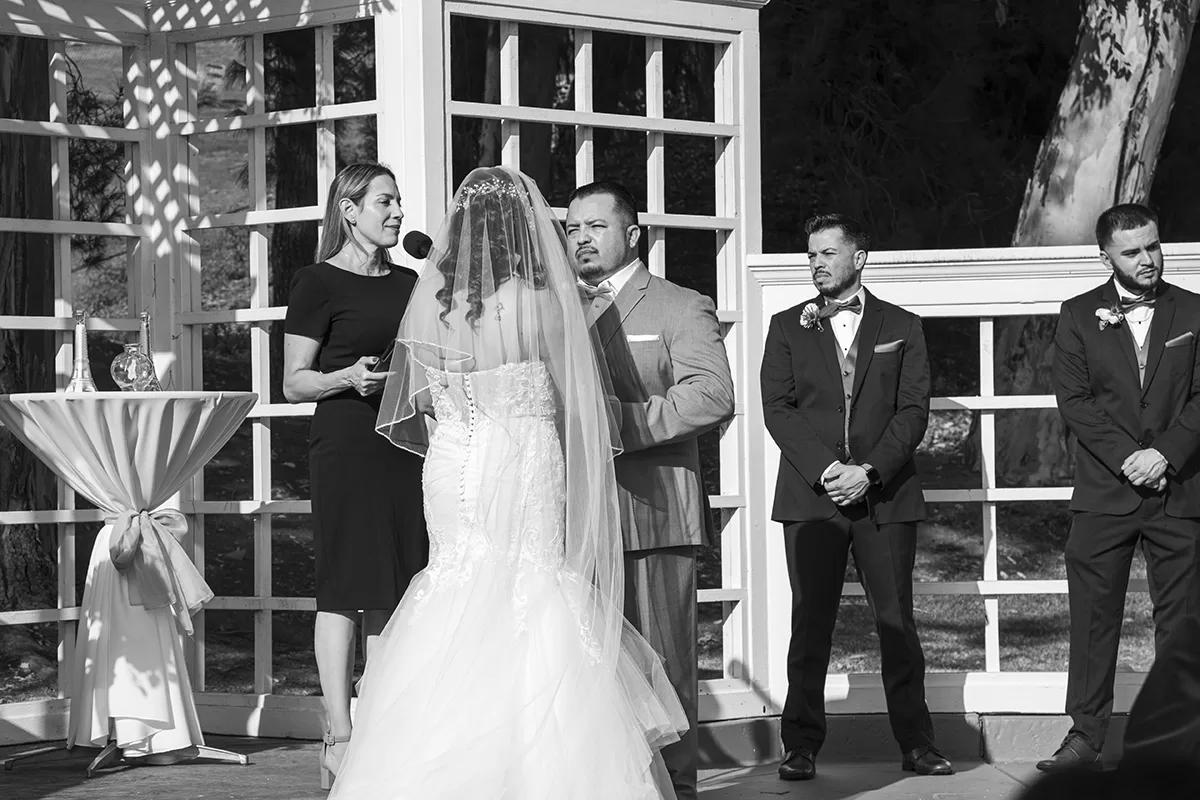 wedding ceremony in front of Arch jpg